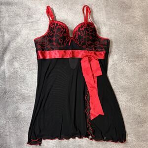 Black and Red Lace Sheer Babydoll